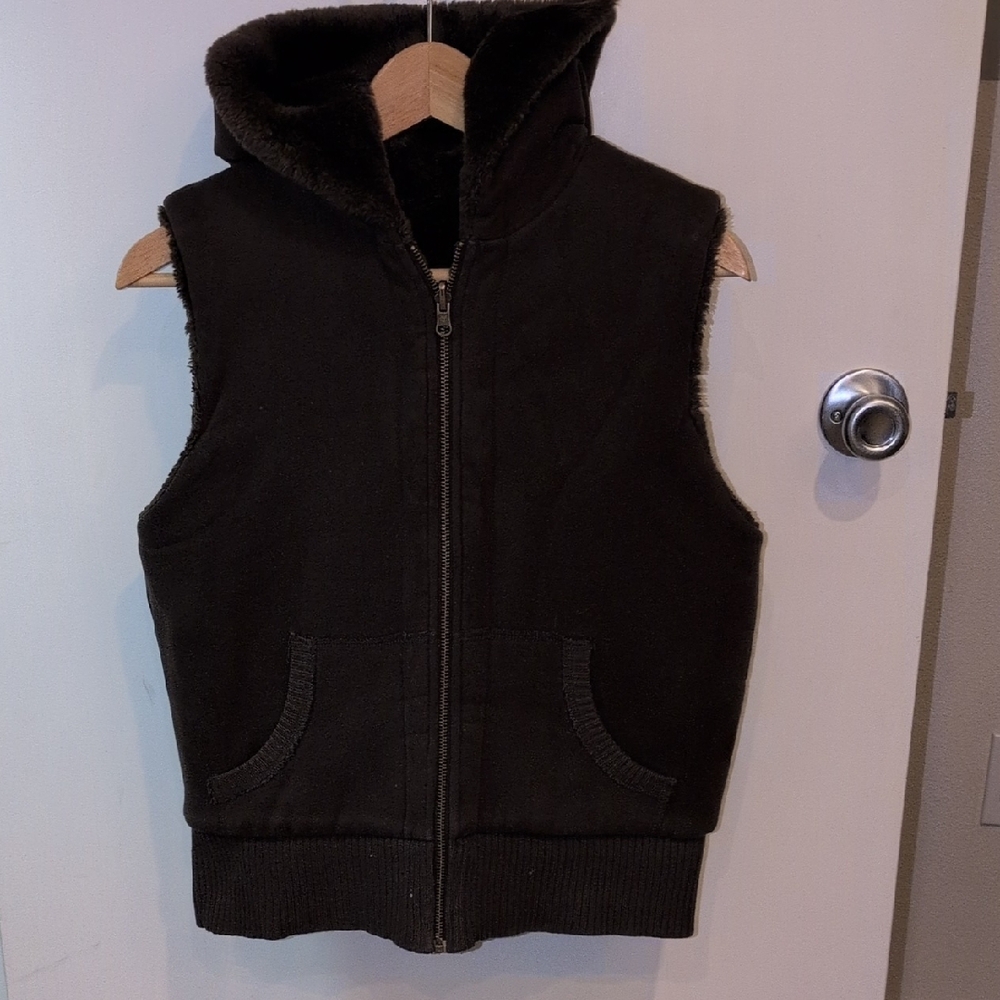 Brown Faux Fur Hooded Vest
